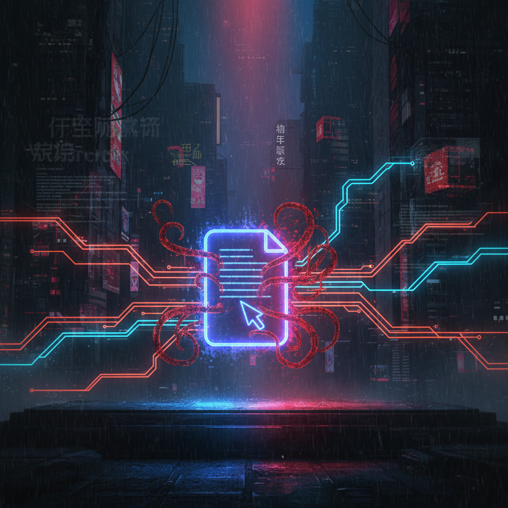 Visualization of supply chain attack on text editor