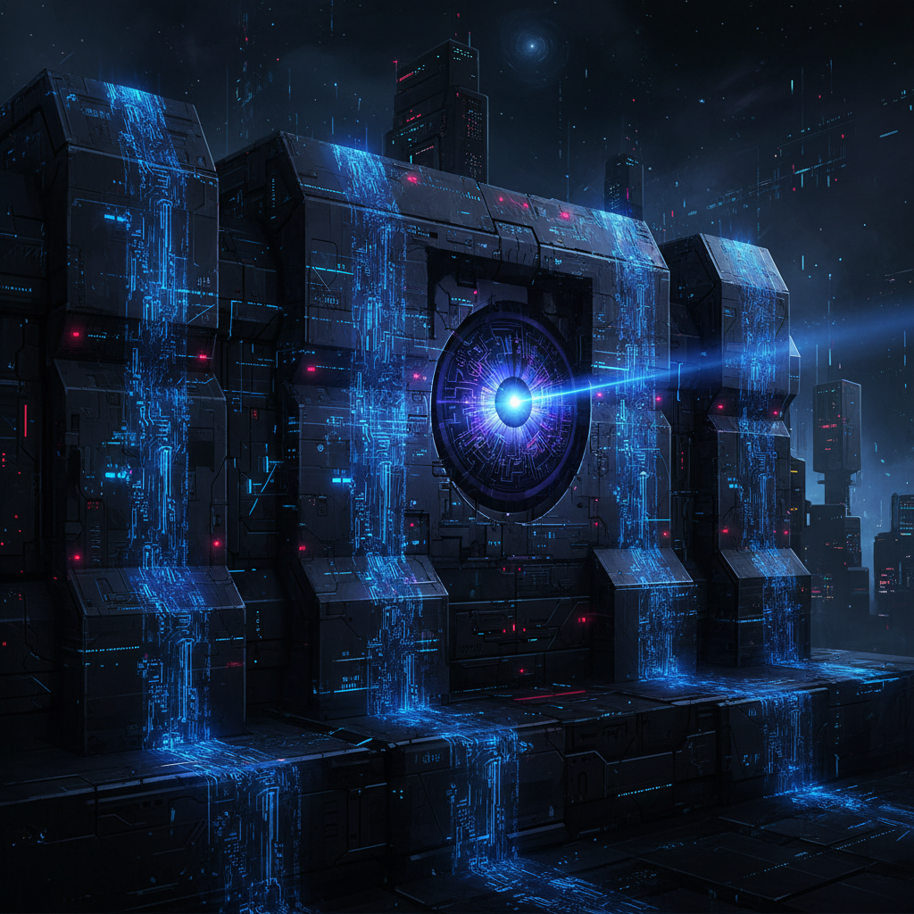 Header: digital fortress with AI scanning for vulnerabilities