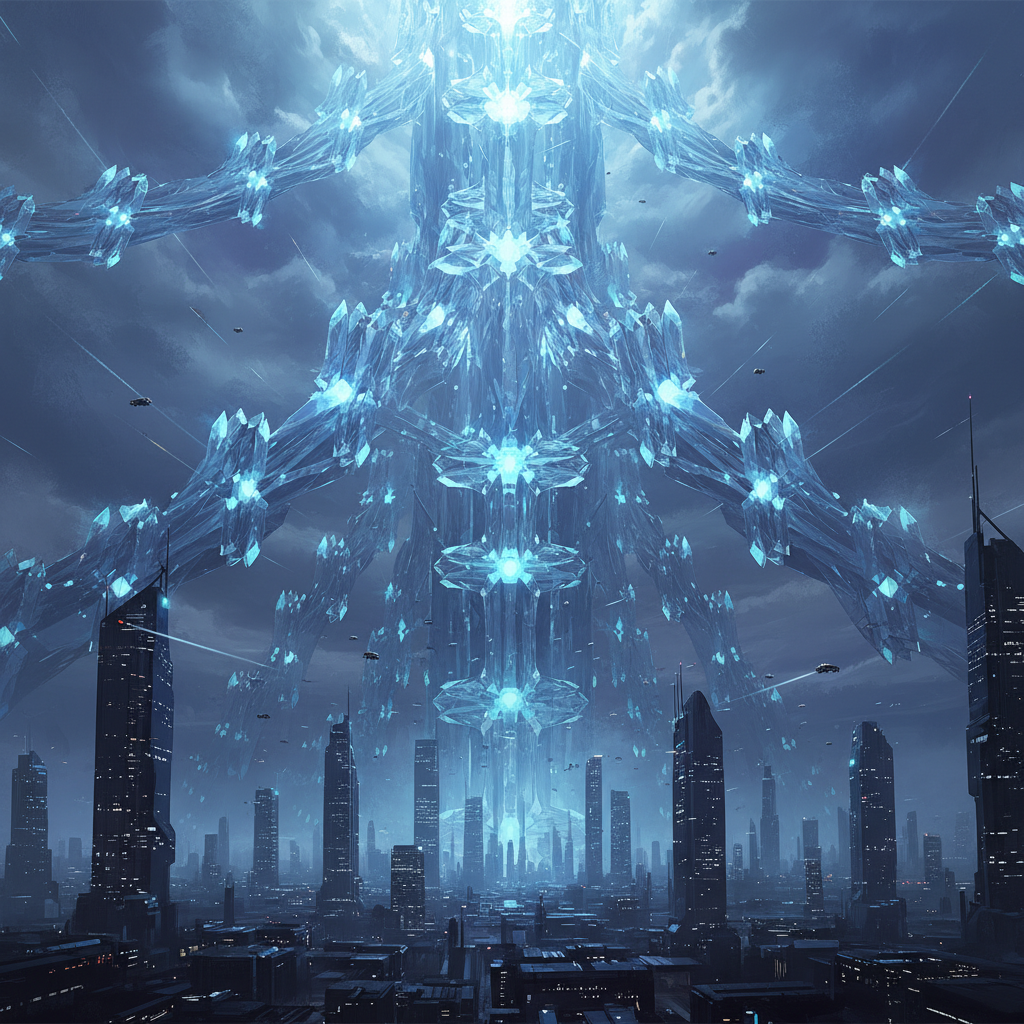 Massive crystal lattice neural network visualization — 754 billion nodes