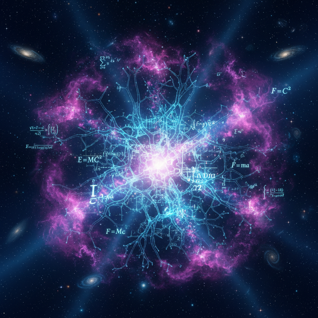 AI neural network discovering physics equations among gluon particles in deep space