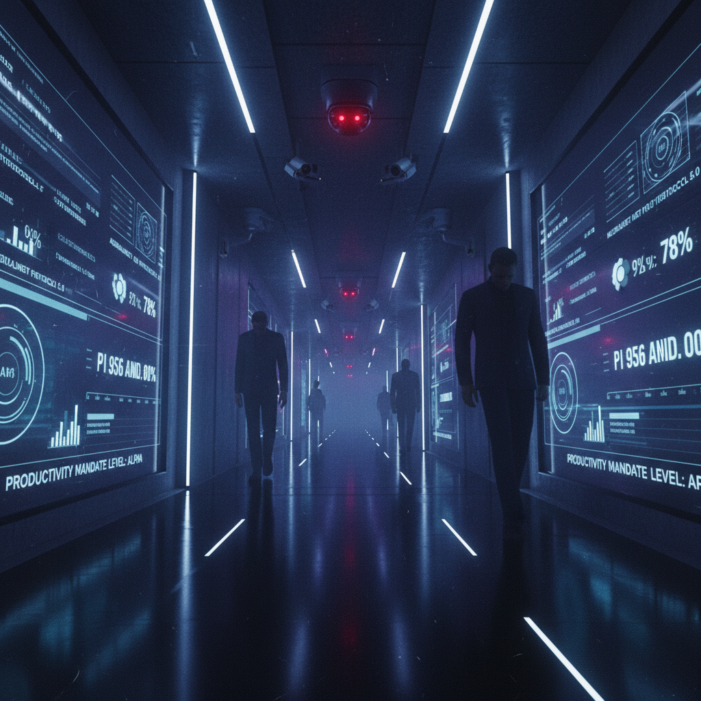 Corporate AI surveillance aesthetic