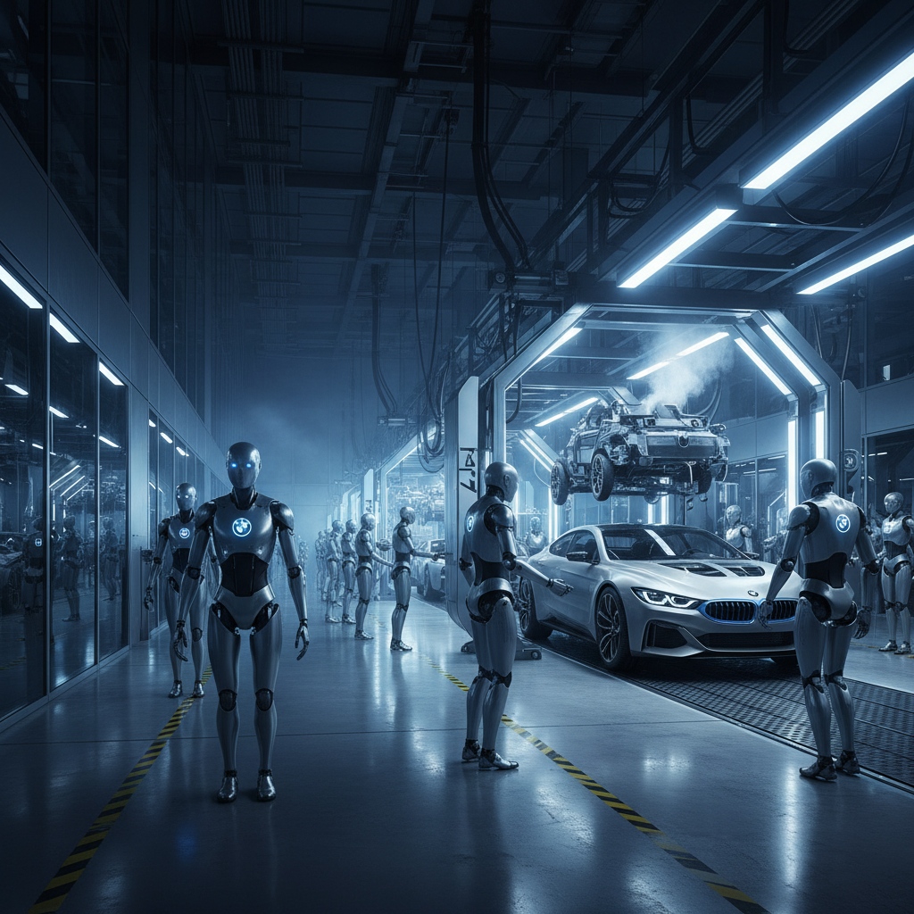 BMW humanoid robots on a German factory floor
