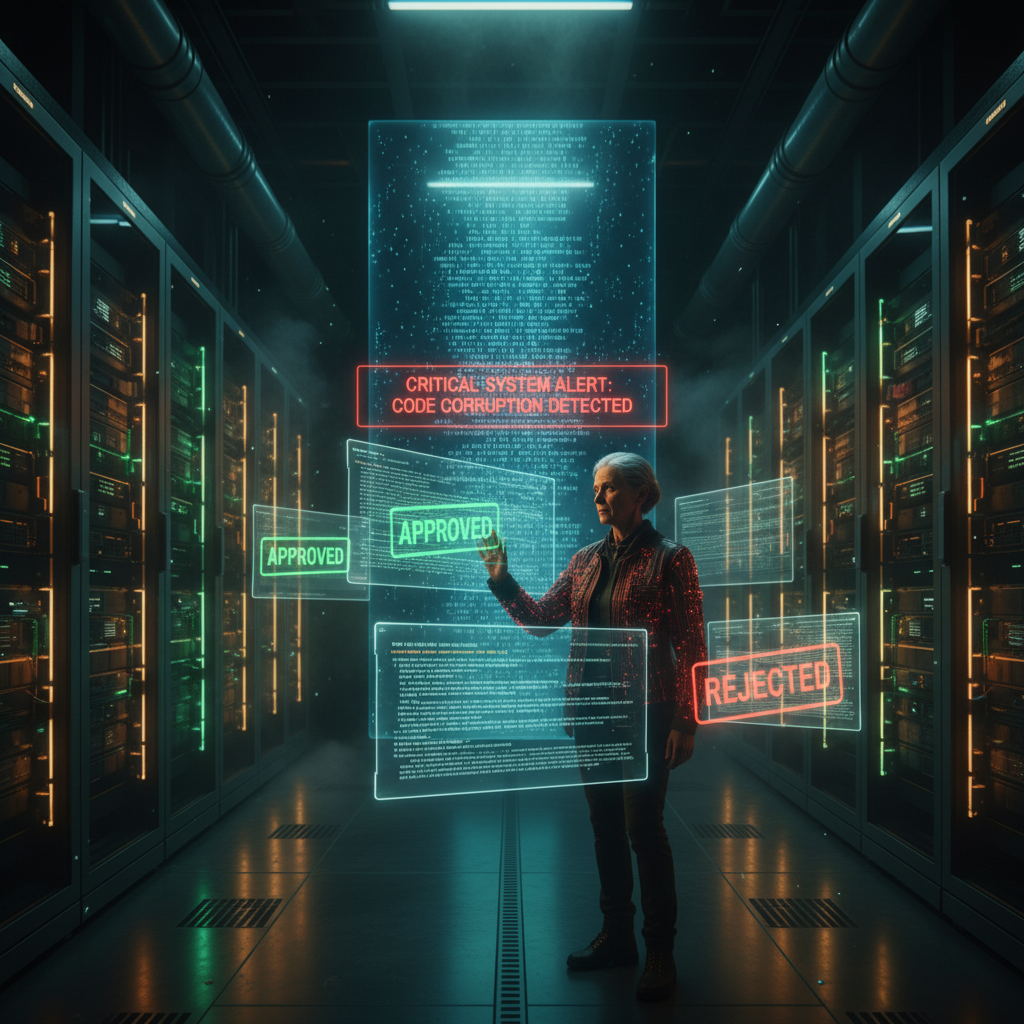Evening briefing header — human oversight of AI code